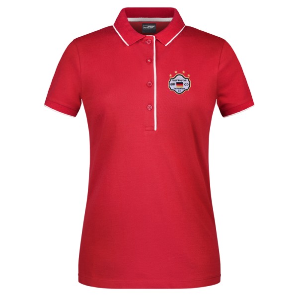 Polo-Shirt Stripes rot-weiß / Damen