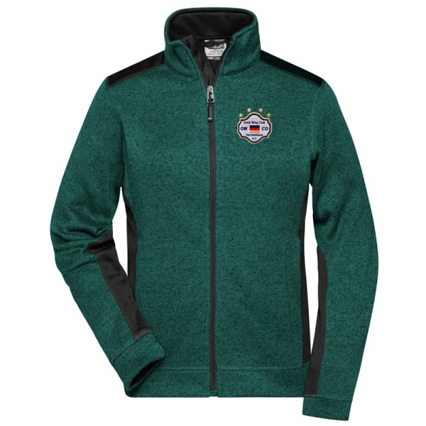 Strickfleece Jacke dunkelgrün-schwarz / Damen