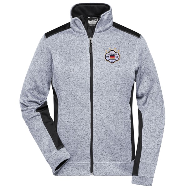 Strickfleece Jacke weiß-carbon / Damen