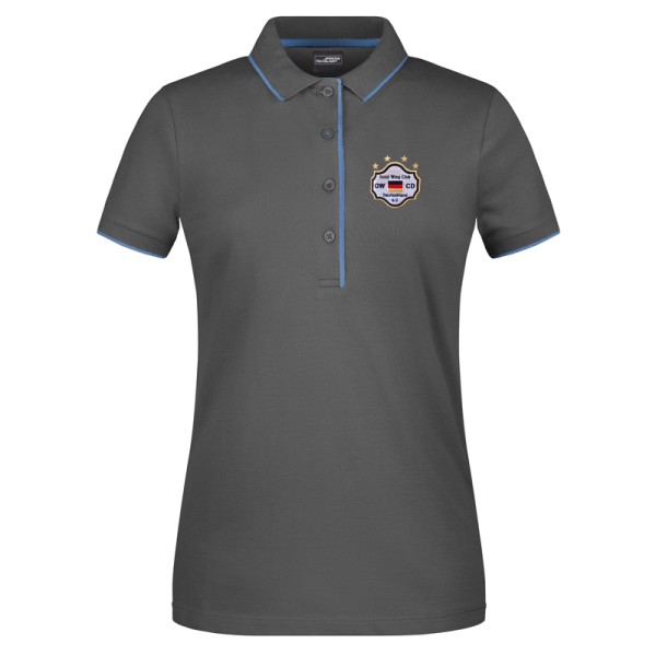 Polo-Shirt Stripes graphite-aqua / Damen
