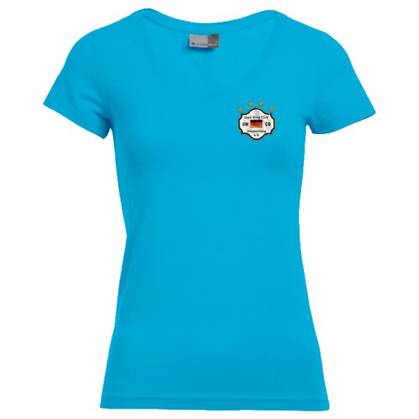 T-Shirt V-Neck turquoise / Damen