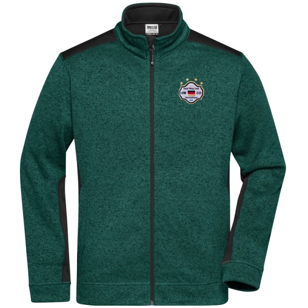 Strickfleece Jacke dunkelgrün-schwarz / Herren
