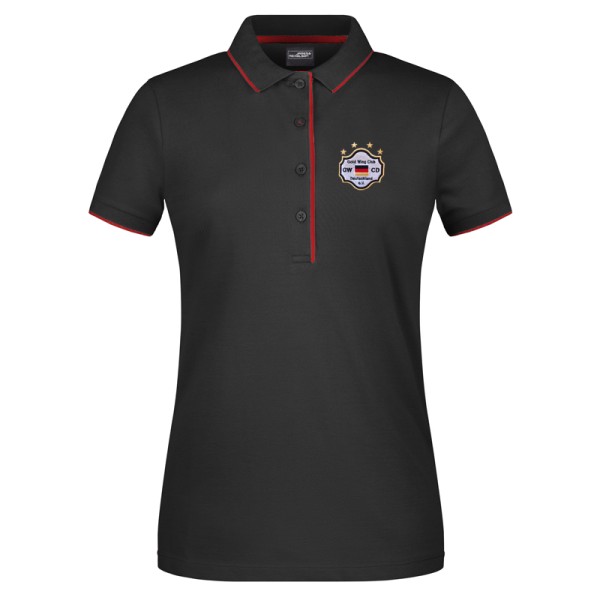 Polo-Shirt Stripes schwarz-rot / Damen